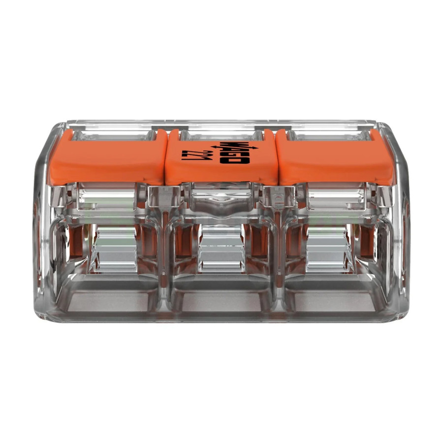 Conector Wago 6mm² Clemă legătură doză pentru cablu lițat, 3x6mm², Wago, 221-613 – montaj rapid și sigur în aplicații electrice