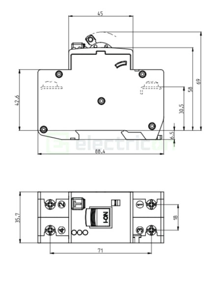 Disjunctor RCBO 10A 30mA ETI 2P