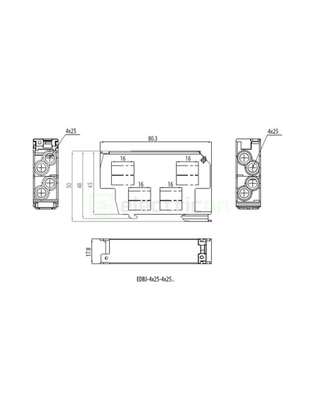 Clemă șir CLEMA DE DERIVATIE, 25MM, 4 INTRARI - 4 IESIRI, GRI – montaj rapid și sigur în aplicații electrice diverse