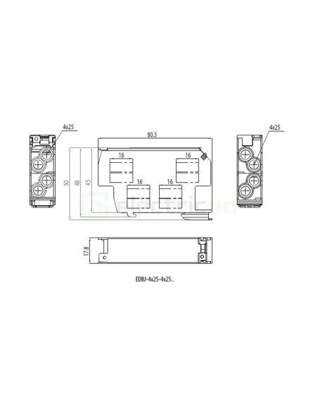 Clemă șir CLEMA DE DERIVATIE, 25MM, 4 INTRARI - 4 IESIRI, ROSU – montaj rapid și sigur în aplicații electrice diverse