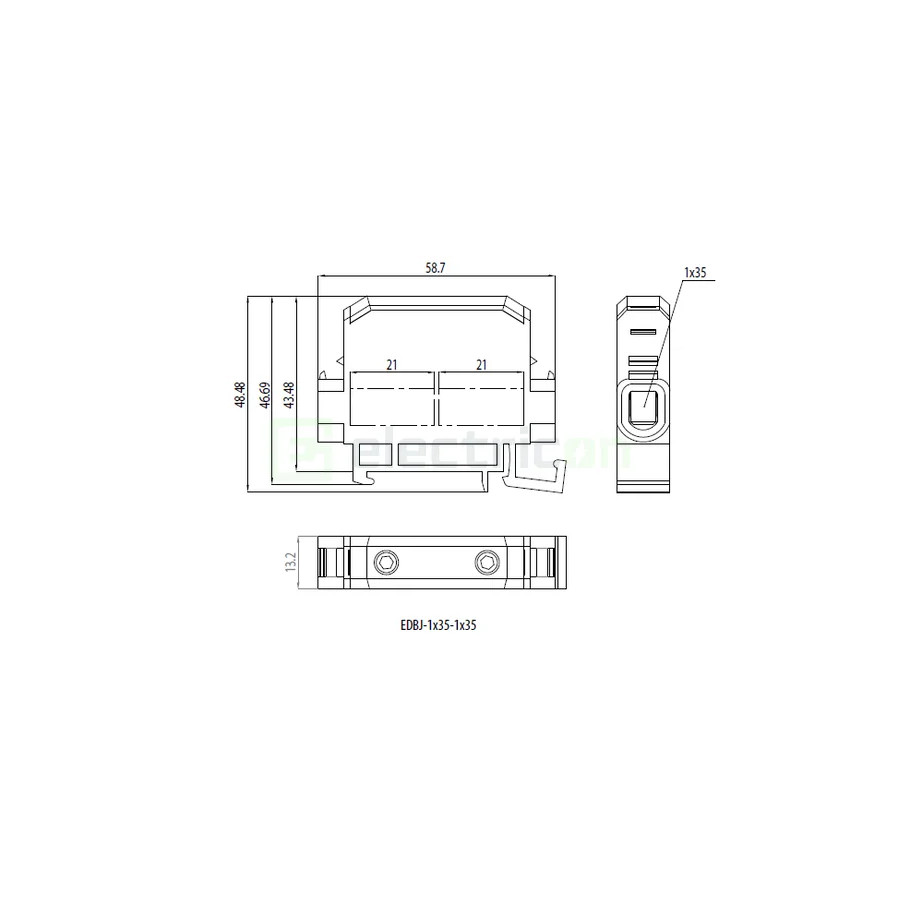 Clemă șir Clema derivatie, 35mm, 1 intrare - 1 iesire, gri – montaj rapid și sigur în aplicații electrice diverse