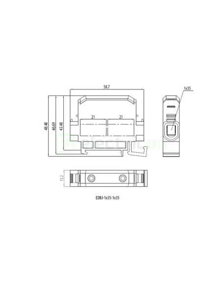 Clemă șir Clema derivatie, 35mm, 1 intrare - 1 iesire, gri – montaj rapid și sigur în aplicații electrice diverse