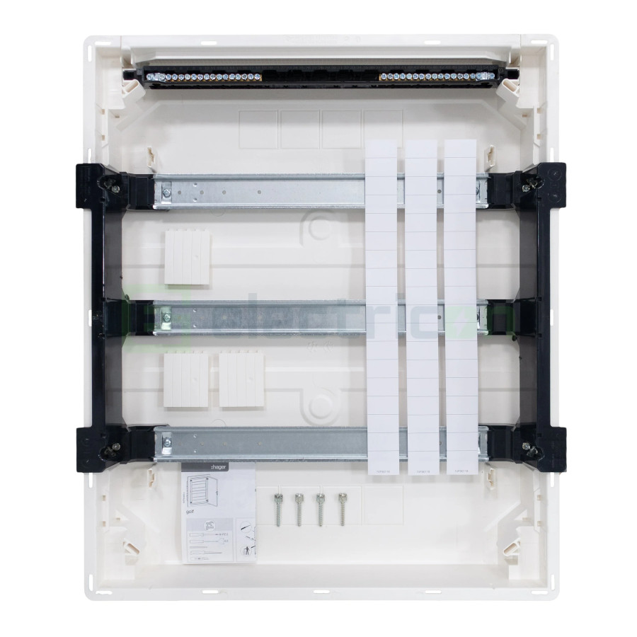 Tablou incastrat, 54 module, 3x18, ușă albă Hager, Golf, VF318PD - Electricon.ro