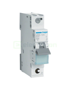 MCB - Siguranță automată - disjunctor - curba B 20A 6kA 1P 1M QuickConnect Hager MBS120