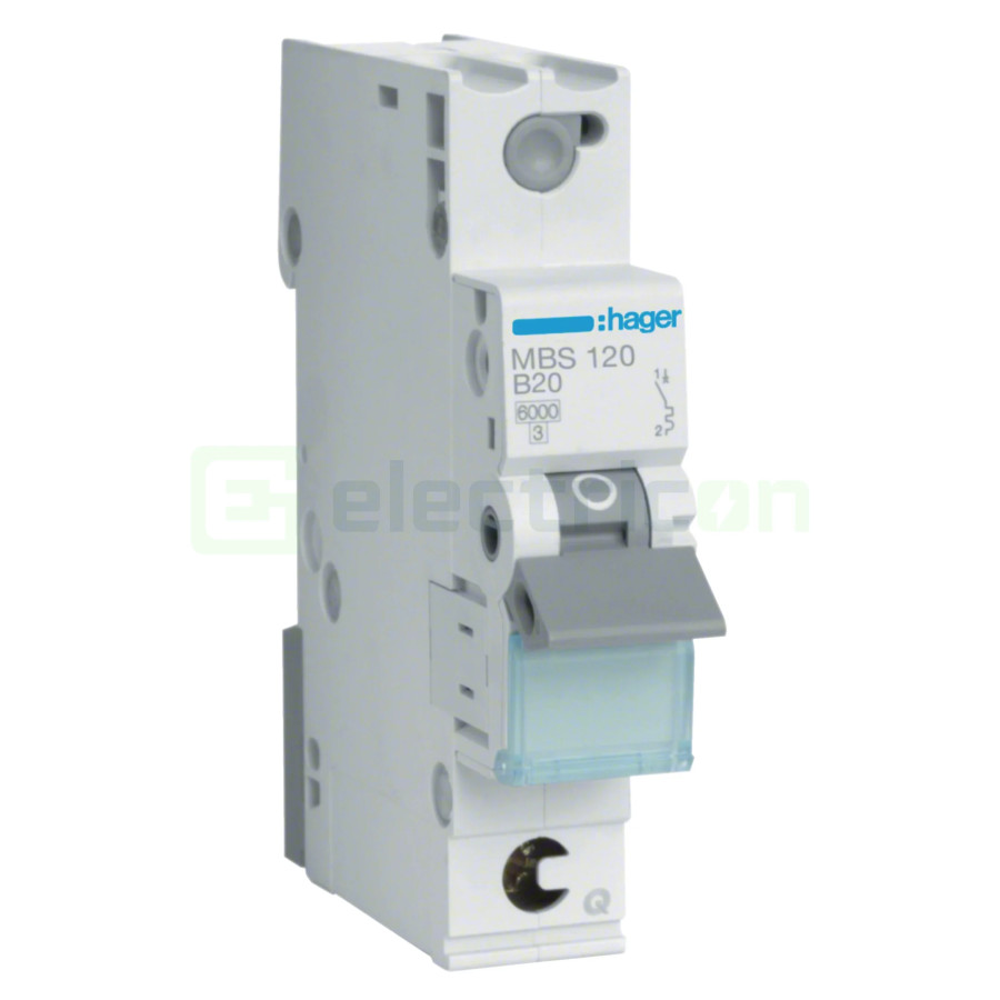MCB - Siguranță automată - disjunctor - curba B 20A 6kA 1P 1M QuickConnect Hager MBS120