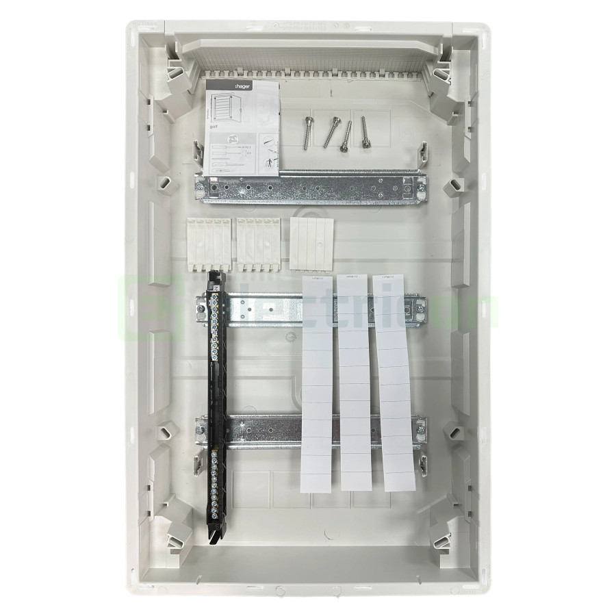 Tablou incastrat, 36 module, 3x12, ușă albă Hager, Golf, VF312PD - Electricon.ro