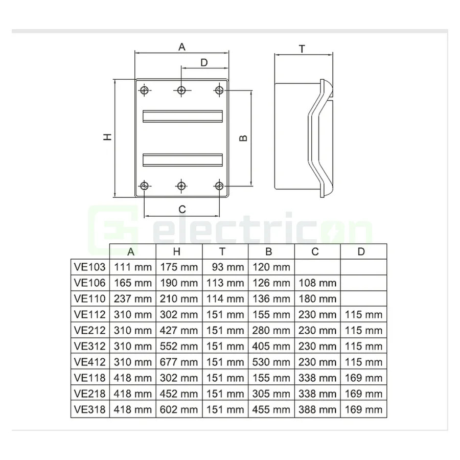 Tablou Vector 3M IP65, 1000V DC/AC, aparent, Hager, VE103L - Electricon.ro