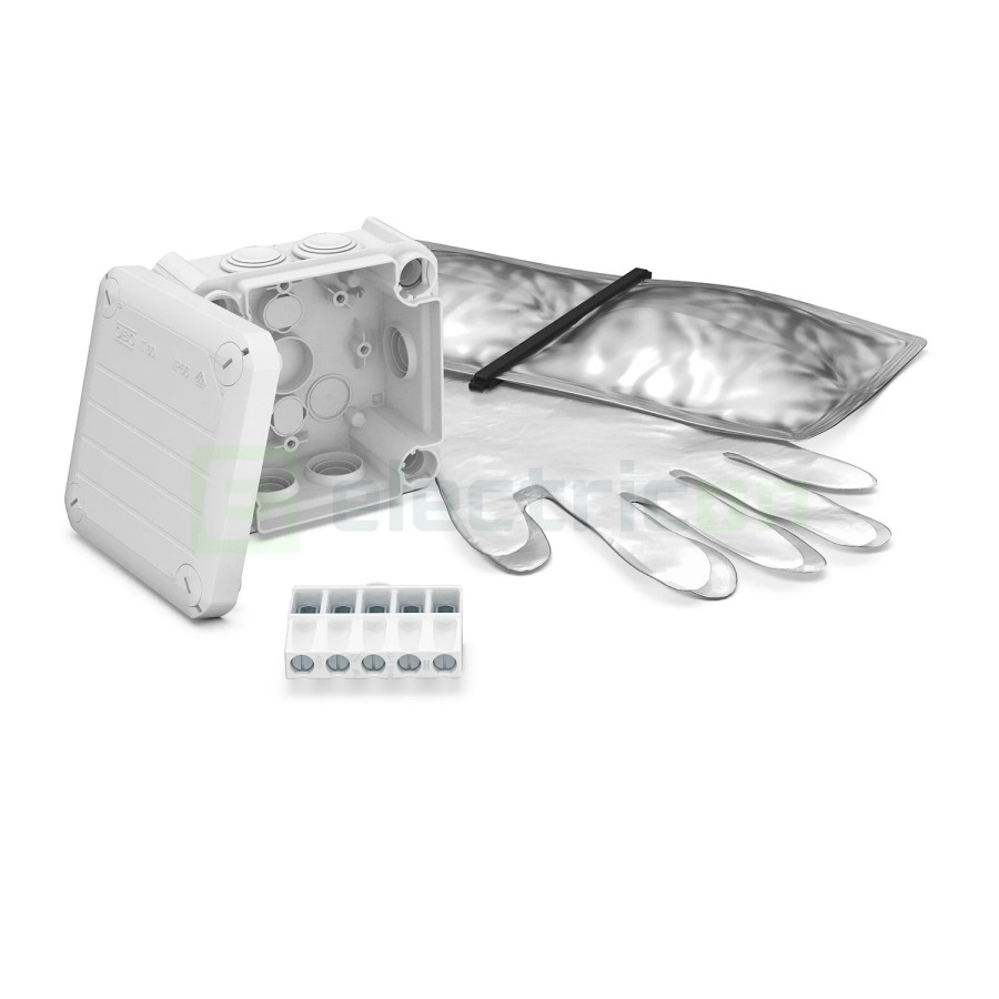 Doza ramnificație, peste tencuială, T60, cu garnitură de etanșare și bloc de cleme, rășină turnată, 100x100x48 mm, OBO Betterman