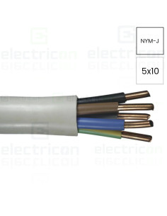 Cablu electric monofilar rigid, (N)YM-J 5x10 mm², gri deschis - Electricon.ro