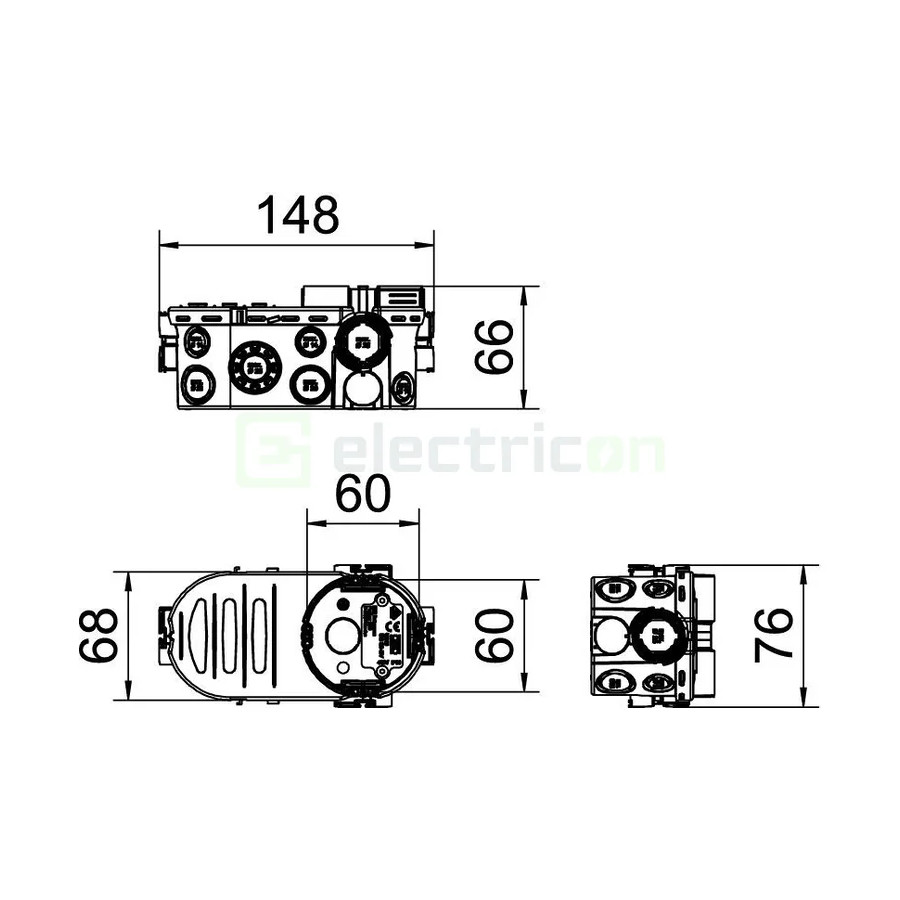 Doza aparataj, sub tencuială, UE 66, Ø60 mm, OBO Bettermann, spațiu de prindere laterală, 2003726