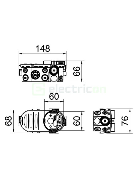 Doza aparataj, sub tencuială, UE 66, Ø60 mm, OBO Bettermann, spațiu de prindere laterală, 2003726