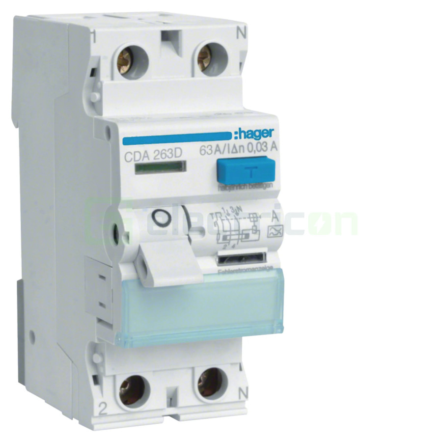 Disjunctor diferential 63A/30mA Hager - CDA263D