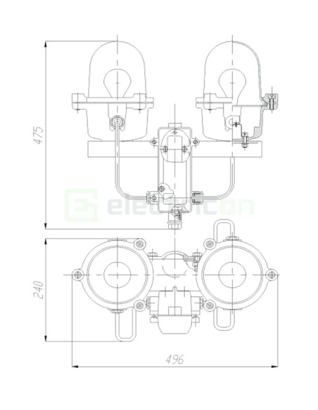 Lampa de balizaj Dubla, cu filtru rosu LBDFR-02