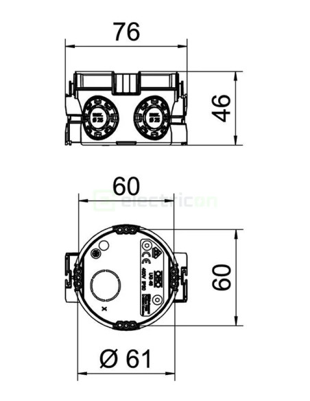 Doza aparataj, sub tencuială, UG 46, Ø60 mm, OBO Bettermann,2003700