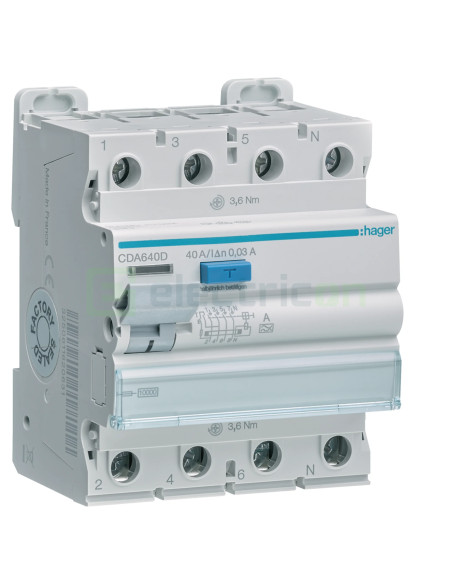 Intreruptor RCCB 40A Hager - CDA640D