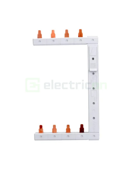 Bareta alimentare (busbar), 3P+N, tip pin, 4 module x 2 randuri, stanga-vertical, 63A, Hage