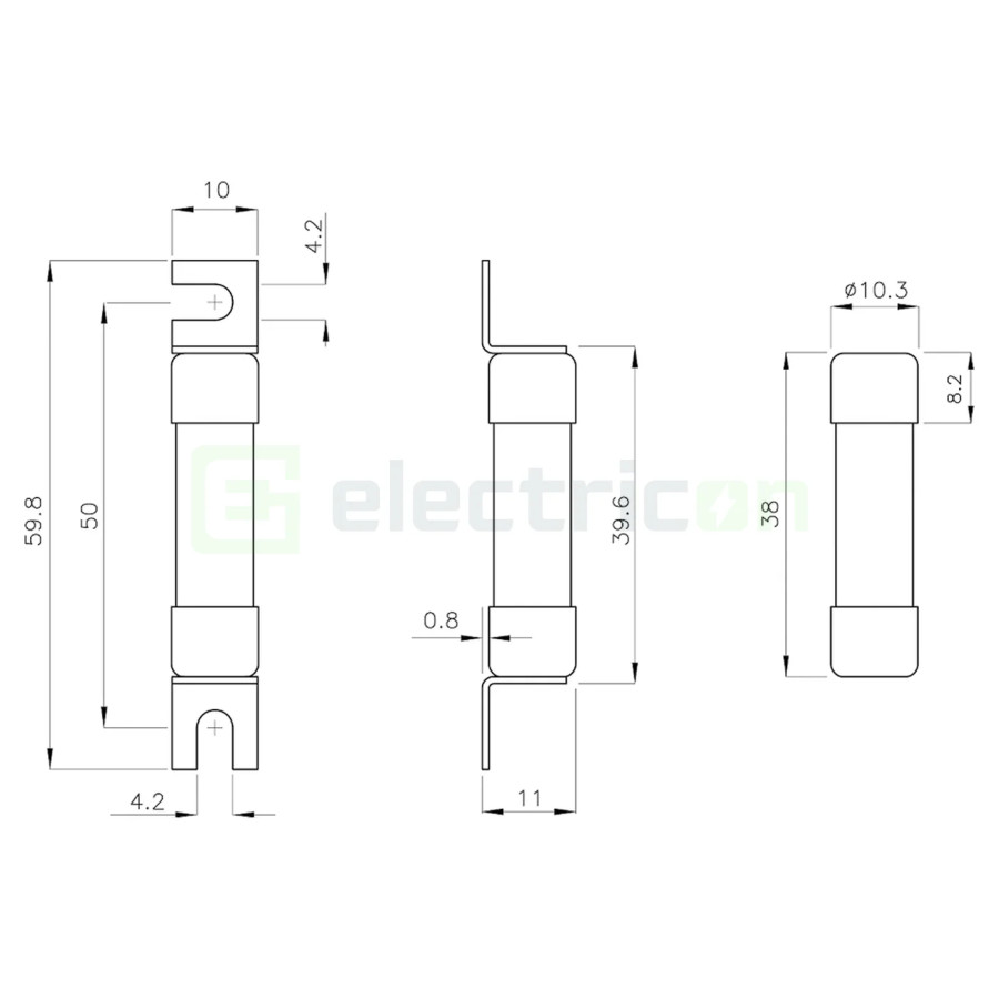 Siguranta fuzibila cilindrica fotovoltaica, CH10x38, 14A, gPV, 1000V, DC, ETI, 002625079