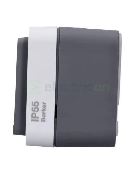 Priza 2P+E, cu capac, aplicat, gri antracit, IP55, Berker W.1, Hager,47403515