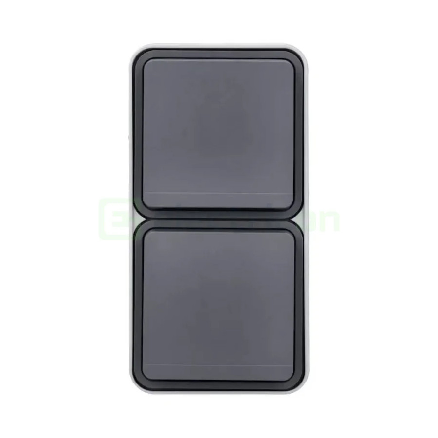 Priza 2P+E, dublă, cu capac, aplicata, gri, IP55, Berker W.1, Hager, 47703525