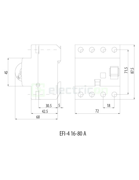 Intreruptor RCCB 100A 100mA ETI 3P+N