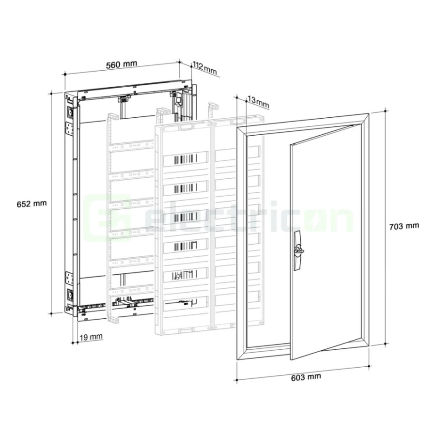 Tablou electric, incastrat, 96 module, 4x24, IP30, Hager, Univers, FWU42S - Electricon.ro