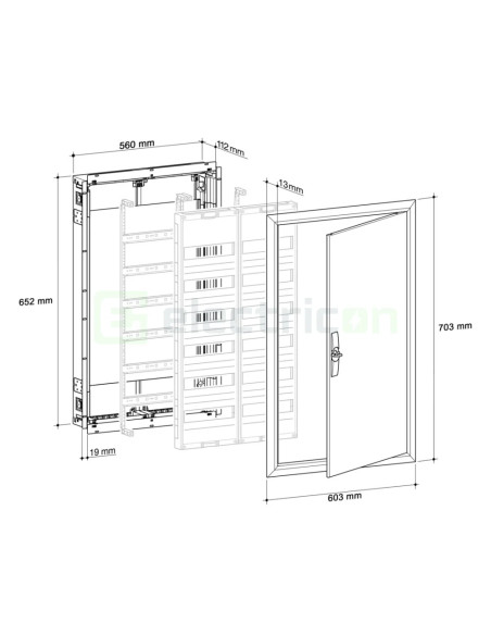 Tablou electric, incastrat, 96 module, 4x24, IP30, Hager, Univers, FWU42S - Electricon.ro