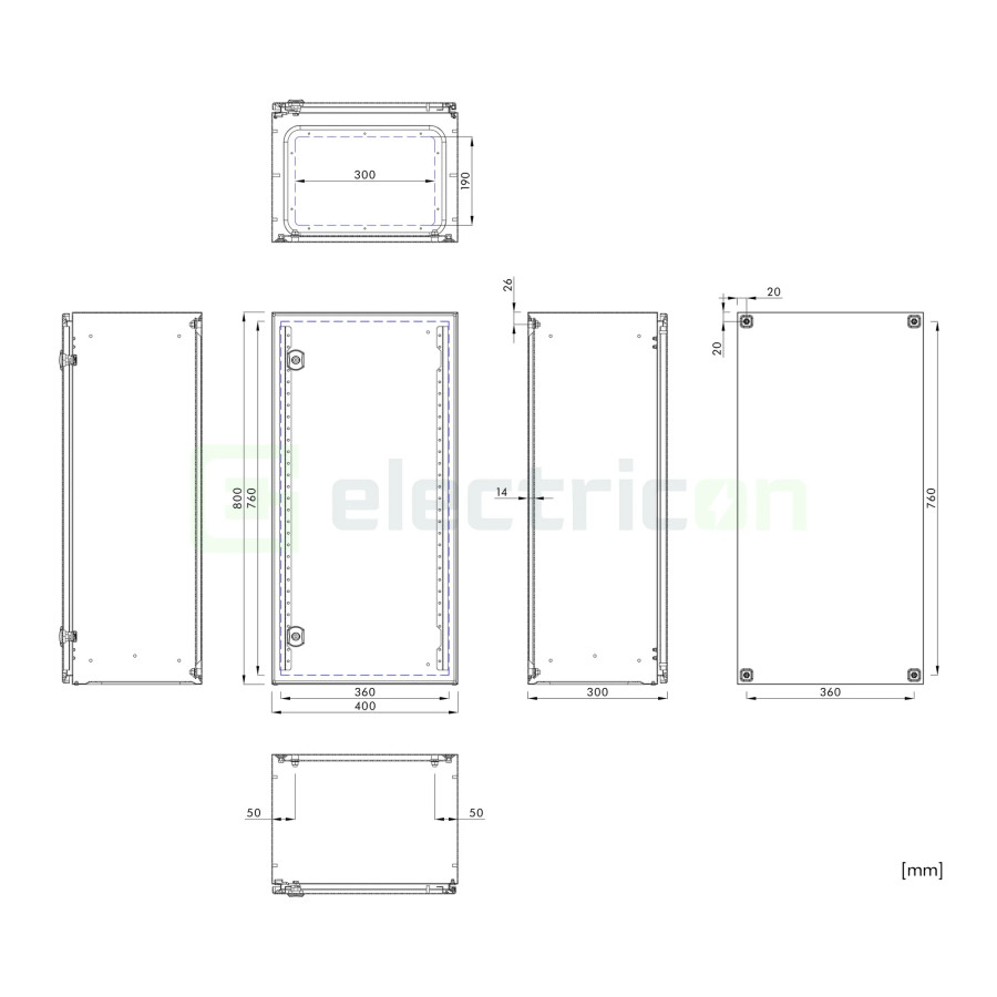 Cutie metalica + contrapanou, 800x400x300, cu ușă. IP65, Schrack, WSA8040300 - Electricon.ro