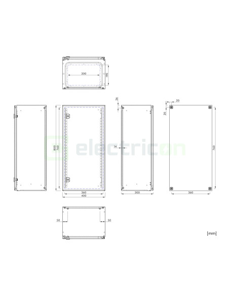 Cutie metalica + contrapanou, 800x400x300, cu ușă. IP65, Schrack, WSA8040300 - Electricon.ro