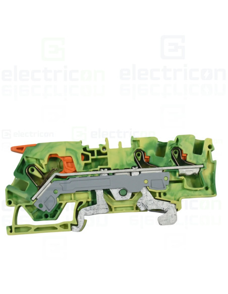 Conector Wago 6 mm² Clema șir, cu pârghie și buton,împământare, 3 conexiuni, 6 mm²,galben-verde,TopJobs Clamp, Wago, 2106-5307 –