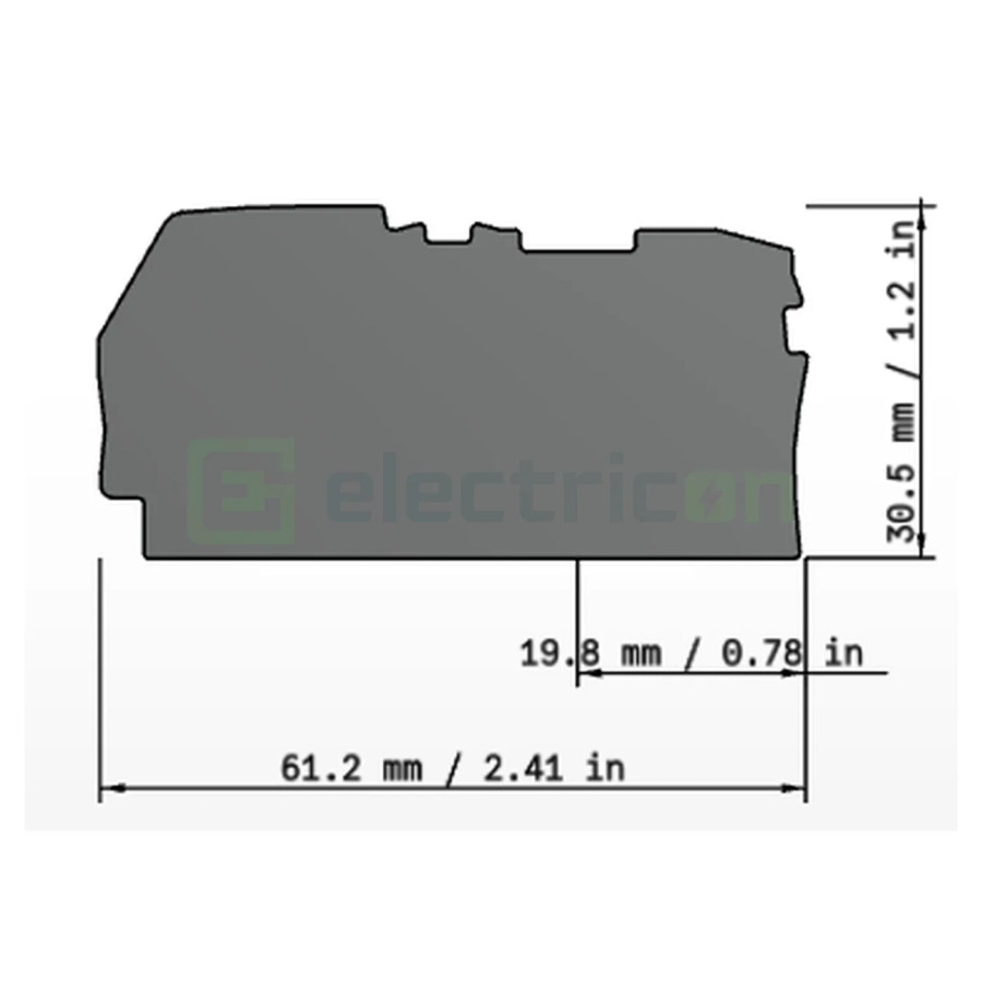 Conector Wago Element terminal pentru cleme sir seria Wago 2102 (doua conexiuni), gri, grosime 0.8mm, Wago, 2102-1291 – montaj r