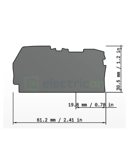 Conector Wago Element terminal pentru cleme sir seria Wago 2102 (doua conexiuni), gri, grosime 0.8mm, Wago, 2102-1291 – montaj r