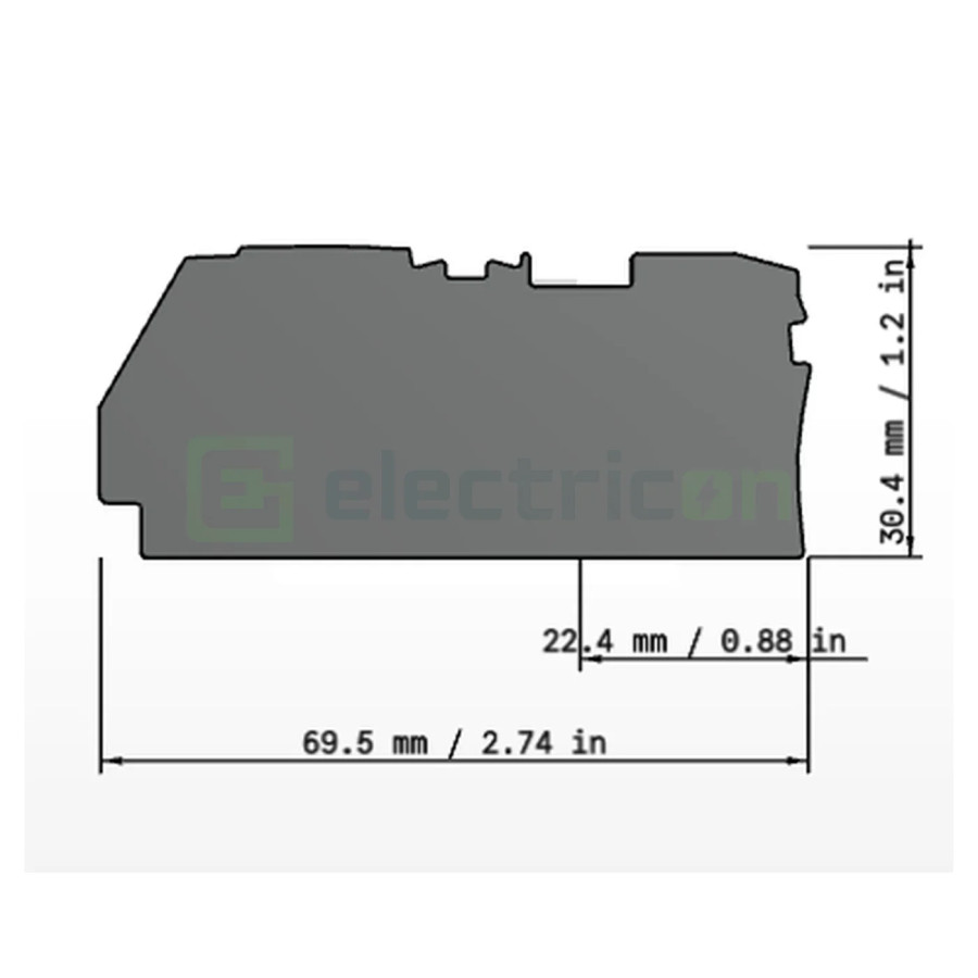 Conector Wago Element terminal pentru cleme sir seria Wago 2104 (2 conexiuni), gri, grosime 1mm, Wago, 2104-1291 – montaj rapid 