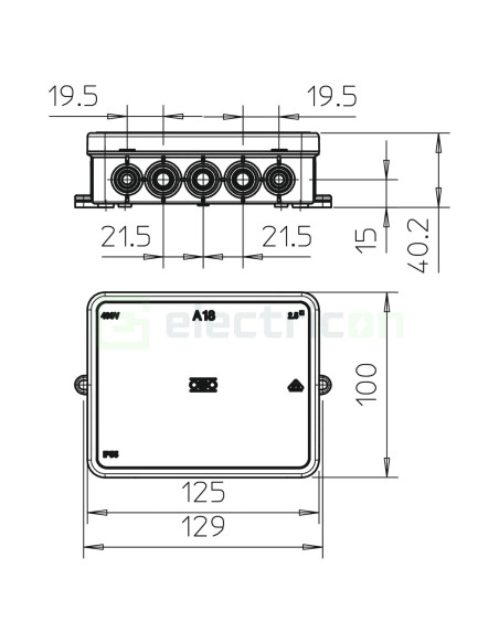 Doza ramnificație, peste tencuială, A 18 HF RW, 115x90x35 mm, OBO Bettermann, 2000422
