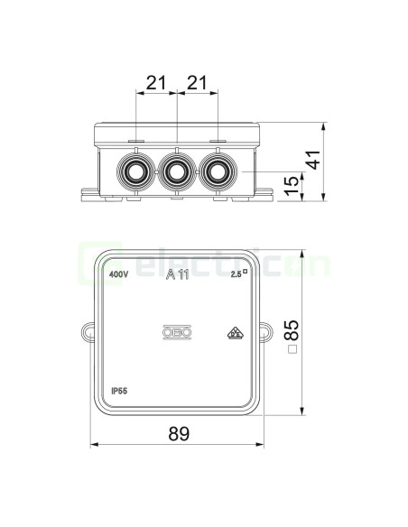 Doza ramnificație, peste tencuială, A 11 HF RW, 75x75x35 mm, OBO Bettermann, 2000180