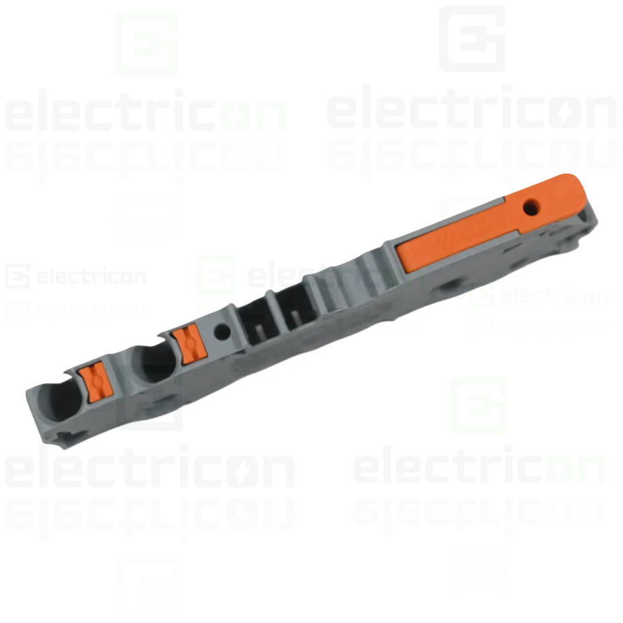 Conector Wago 4 mm² Clema șir, cu pârghie și buton, 3 conexiuni, 4 mm²,gri, TopJobs Clamp, Wago, 2104-5301 – montaj rapid și sig