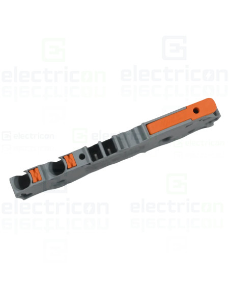 Conector Wago 4 mm² Clema șir, cu pârghie și buton, 3 conexiuni, 4 mm²,gri, TopJobs Clamp, Wago, 2104-5301 – montaj rapid și sig