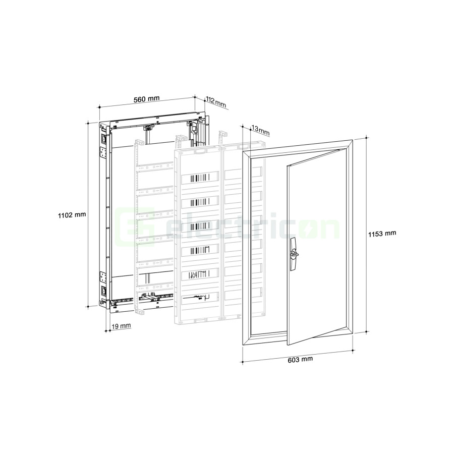 Tablou electric incastrat, IP30, 168 module, 7x24M, Hager, Univers, FWU72S - Electricon.ro