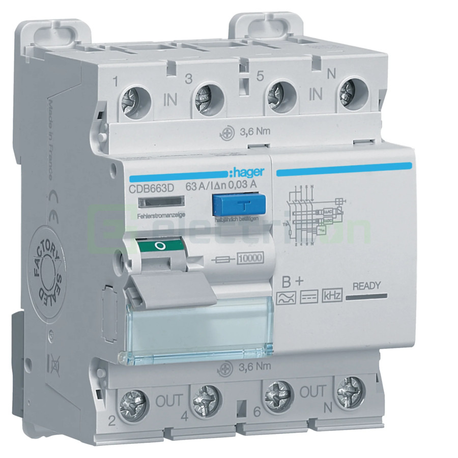 Diferential 63A/30mA Hager - CDB663D