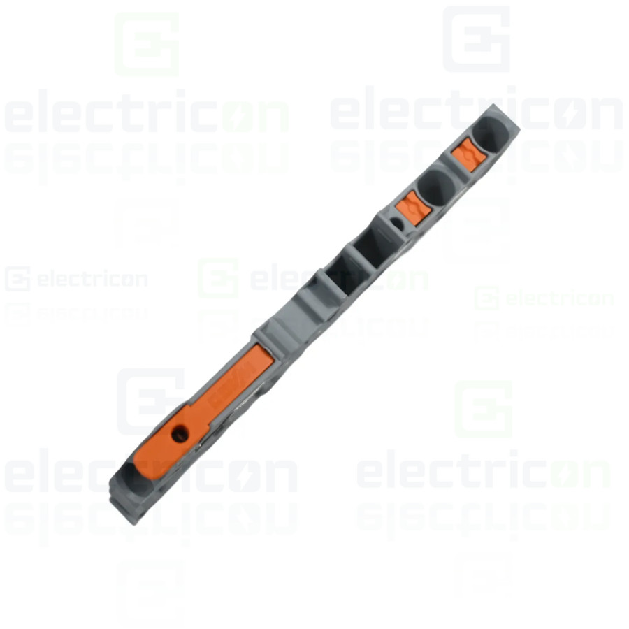Conector Wago 5 mm² Clema șir, cu pârghie și buton, 3 conexiuni, 2,5 mm², gri, TopJobs Clamp, Wago, 2102-5301 – montaj rapid și 