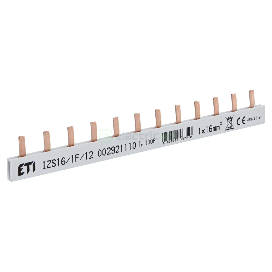 Bareta alimentare (busbar), 1P, tip pin, 12 module, 10mmp, 100A, ETI