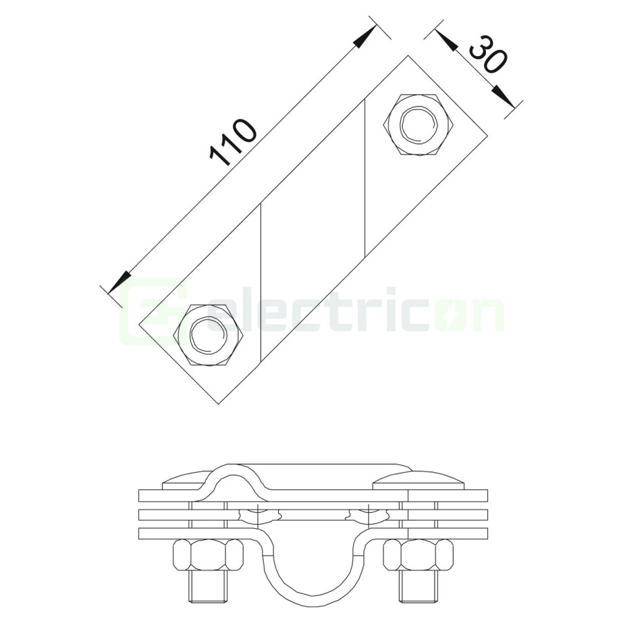 Brida de legatura pentru electrozi la platbanda 25 mm. universal FT; 2760 25 FT, OBO Bettermann, 5001668