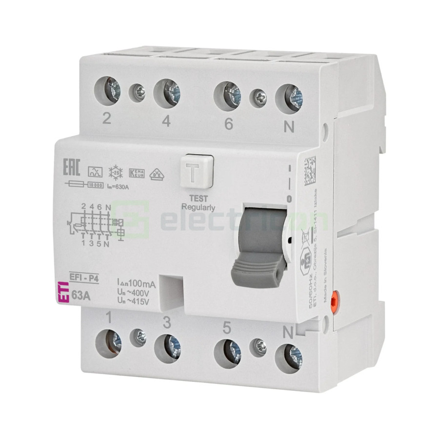 Intreruptor diferential 63A/100mA ETI - 002061523