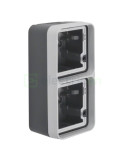 Adaptor - montaj aparent cu ramă - 2 module vertical - gri/negru - exterior IP55 - Berker W.1 - 6719333505