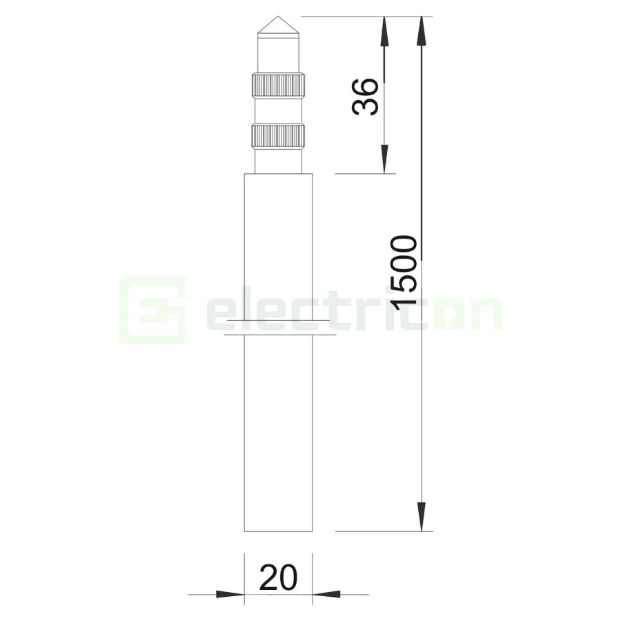Țăruș de împământare (electrod) pentru aplicații standard 1,5m, diametru 20mm, 219 20 ST FT, OBO Bettermann, 5000750