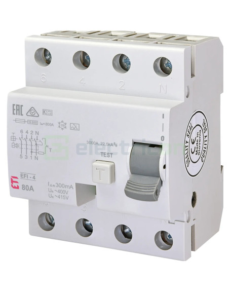 Intreruptor diferential 80A/300mA ETI - 002064545