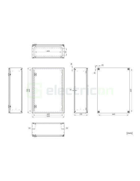Cutie metalica + contrapanou, 500x700x210, cu ușă. IP66, Schrack, WSA7050210 - Electricon.ro