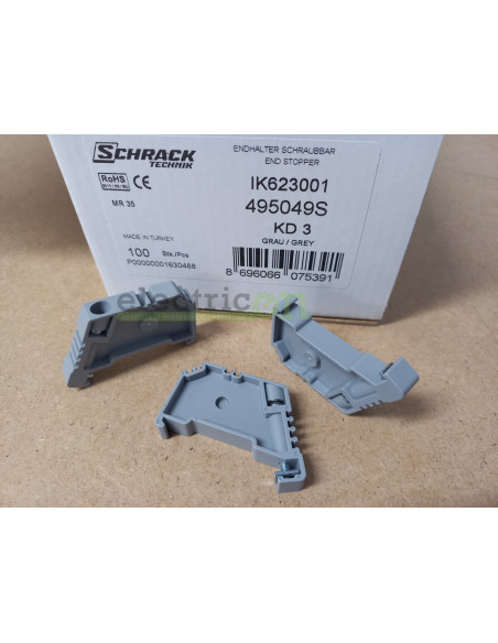 Elem. de fixare şir cleme, montabil cu şurub pt. şine TS 35 - Electricon.ro