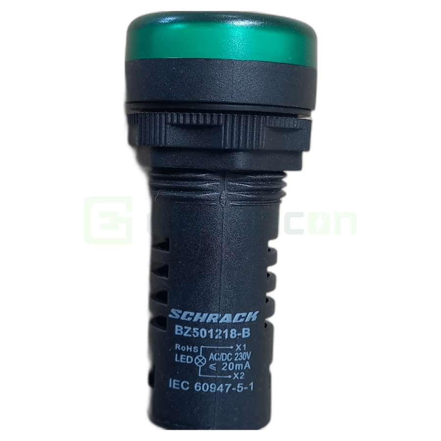 Lampa de semnalizare cu LED, monobloc, 230V-AC/DC, verde