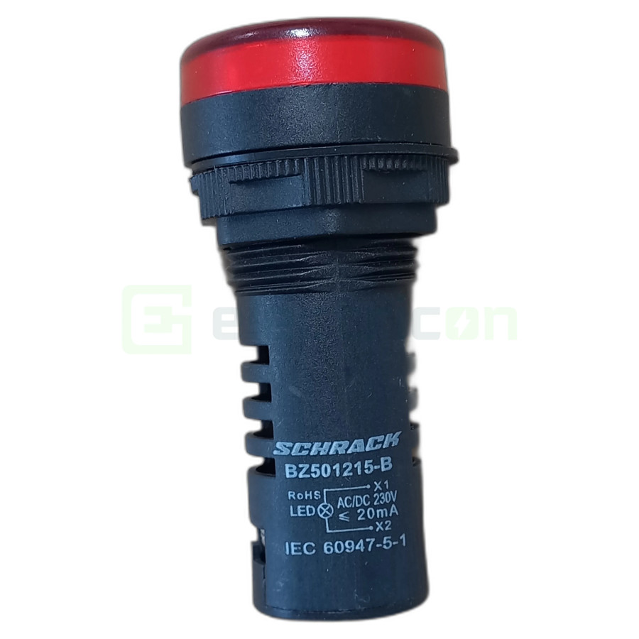 Lampa de semnalizare cu LED, monobloc, 230V-AC/DC, rosu