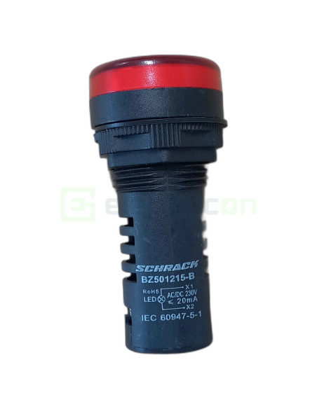Lampa de semnalizare cu LED, monobloc, 230V-AC/DC, rosu